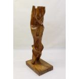 20th century carved wooden sculpture, untitled, raised on elm plinth Provenance: Esrate of Anthony A