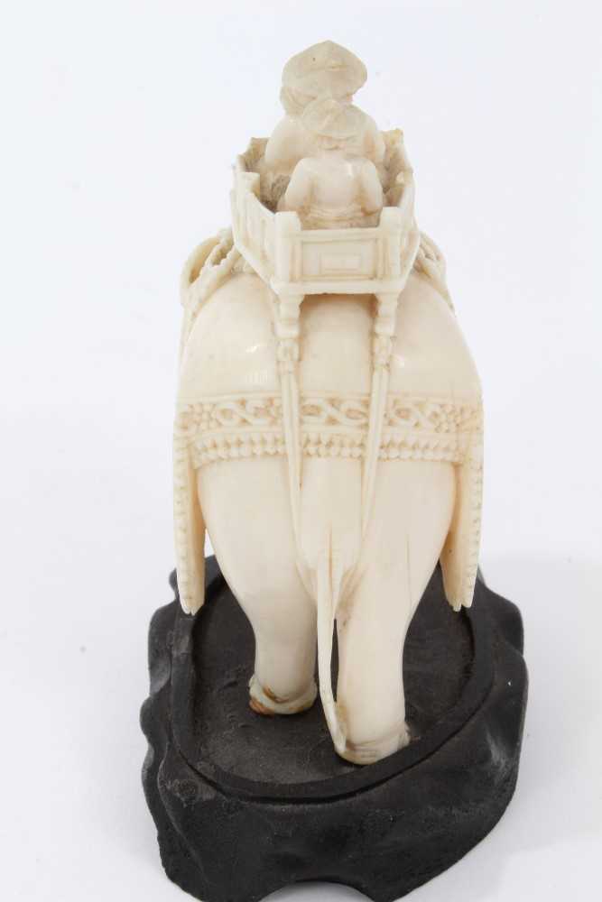 Early 20th century Indian carved ivory elephant and howdah - Image 5 of 8