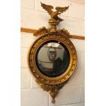 Good Regency giltwood convex wall mirror