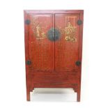 Chinese red-lacquered cupboard