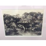 *Leonard Russell Squirrell (1893-1979) signed etching - Brig O'Gowrie, Deeside, in glazed frame, 25c