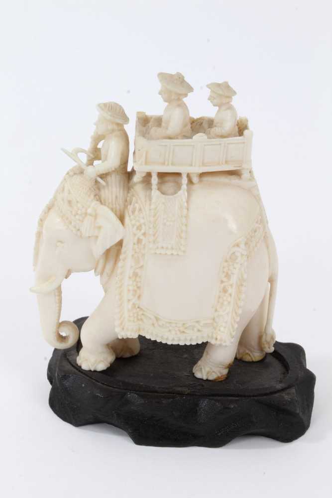 Early 20th century Indian carved ivory elephant and howdah - Image 4 of 8