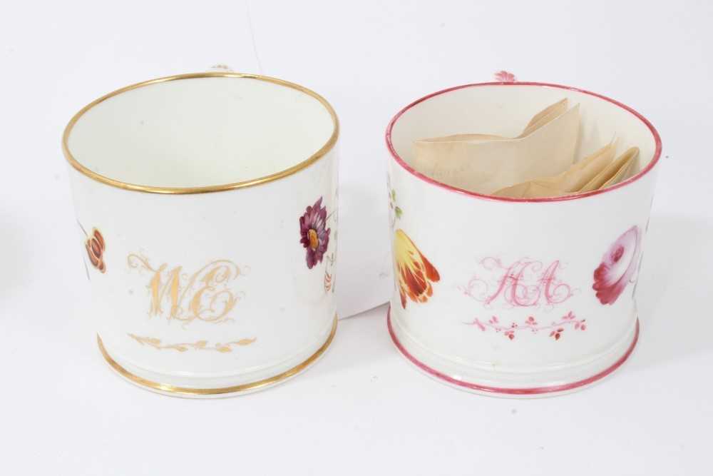 Good collection of six mid-19th century floral painted mugs with dedications, dates etc - Image 4 of 9