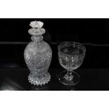 A George III rummer dated 1789, and a 19th century cut glass decanter and stopper