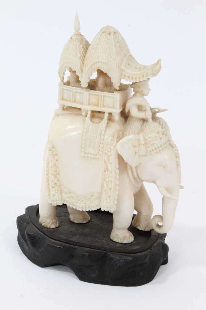 Early 20th century Indian carved ivory elephant and howdah