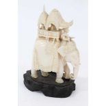 Early 20th century Indian carved ivory elephant and howdah