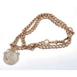 Edwardian 9ct rose gold curb link bracelet