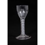 Georgian wine glass, with a fluted ovoid bowl on a double series opaque twist stem, on a conical foo