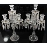 Pair of antique-style glass candelabra with lustres