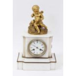 19th century French ormolu and marble mantel clock by Vinceti & Cie. with ormolu cherub surmount, ke