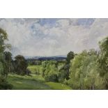 George Robert Rushton (1869-1947) watercolour - The Dedham Vale, in glazed gilt frame, 27cm x 39cm