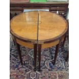 Pair of George III style satinwood card tables