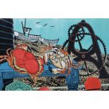 Penny Berry Paterson (b.1941) signed limited edition screen print - "Aldeburgh Catch", 3/30, in glaz