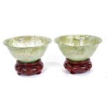 Rare pair of Chinese Qing jade bowls