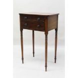 Regency mahogany and rosewood crossbanded two drawer side table