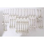 Suite of Silver plated Fiddle Shell and thread pattern cutlery by Mappin Bros.