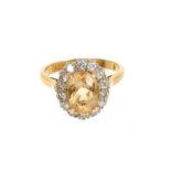 Topaz and diamond cluster ring