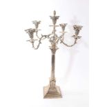 Large late Victorian silver plated four branch candelabrum