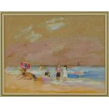 Robert G. D. Alexander pencil and watercolour - The Alexander Family on the beach at Walton, apparen