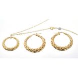 18ct gold hoop earrings and necklace by Fope, Italy.