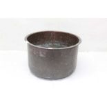 Copper vessel, straight sided with everted rim, 63cm diameter