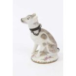 St James style porcelain scent bottle in the form of a seated hound,