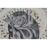 Glyn Thomas (b.1946) artists proof etching - Cat on Mat, 14cm sqaure, another of a Snowy Owl, 16cm x