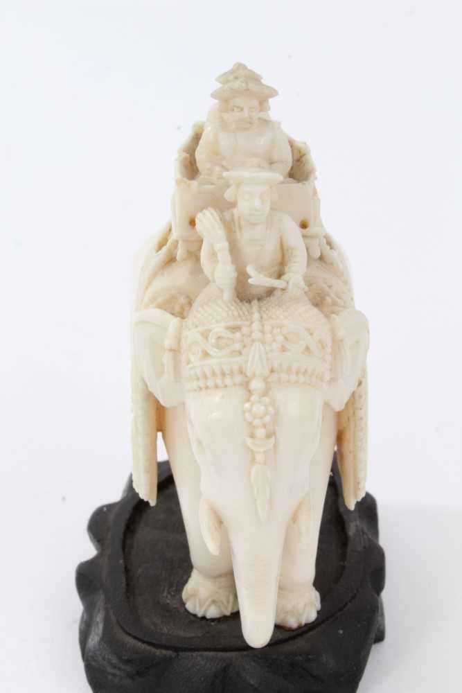 Early 20th century Indian carved ivory elephant and howdah - Image 3 of 8