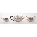 Early Edwardian silver three piece teaset.