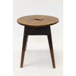 19th century burr elm and oak stool