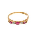 Edwardian ruby and diamond five stone ring