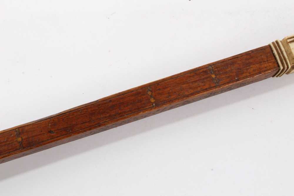 Unusual wood and bone cane with metal inlaid ornament dated 1801 - Image 5 of 7