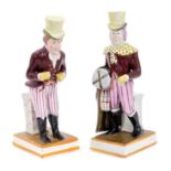 Pair pearlware figures of John Liston as Paul Pry and Lubin Log circa 1830