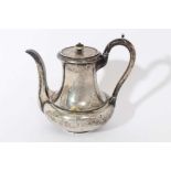 19th century German silver coffee pot by Kemnis, marked 12 Lothige (750 silver standard)