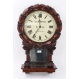 Victorian twin-fusee drop wall clock by Rampton, Newbury