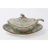 A Spode pearlware sauce tureen, cover, stand and ladle