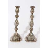 Pair of silver Shabbat candlesticks