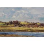 George Robert Rushton (1869-1947) watercolour - Iken, Suffolk, in glazed gilt frame, 25cm x 34cm