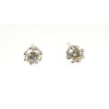 Pair of diamond single stone earrings estimated total diamond weight approximately 0.50cts