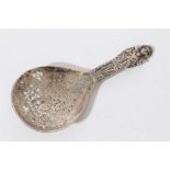 William Comyns silver sifter spoon in Gothic style