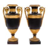 Pair of 19th century Grand Tour patinated bronze urns