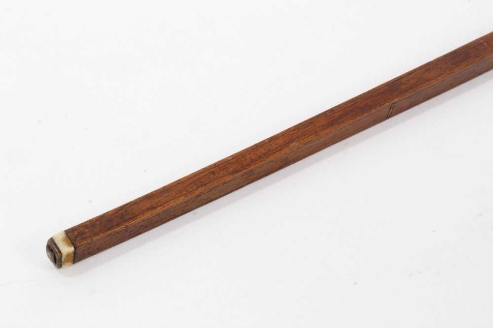 Unusual wood and bone cane with metal inlaid ornament dated 1801 - Image 7 of 7