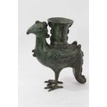 Chinese archaic-style bronze wine cup in the form of a Phoenix