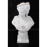 19th century French bisque bust of Marie Antoinette, with Sevres mark to base, 36.5cm height