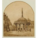 Follower of George Frost, 19th century monochrome watercolour - The Market Cross, Ipswich,
