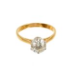Diamond single stone ring with a brilliant cut diamond estimated to weigh approximately 1.27cts in s