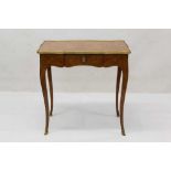 Fine 19th century French figured kingwood single drawer writing table