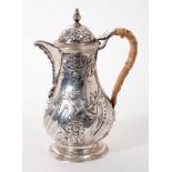 Late Victorian silver hot water jug