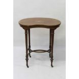 Good quality Edwardian inlaid mahogany kidney shape occasional table