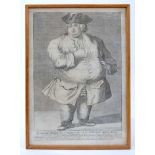 18th century engraving - Mr Edward Bright 'The fat man of Maldon'